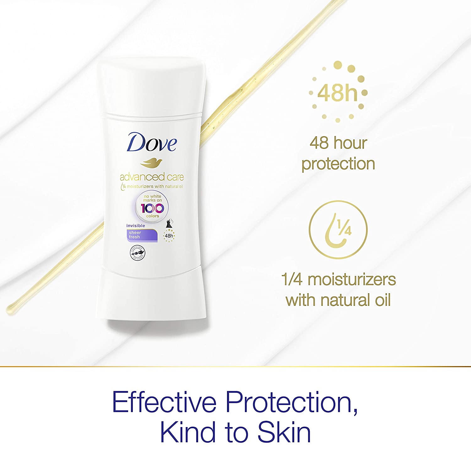 Dove Antiperspirant Deodorant Stick No White Marks on 100 Colors Sheer Fresh 48Hour Sweat and Odor Protecting Deodorant for Women oz 4 Count, 2.6 Ounce - Image 6